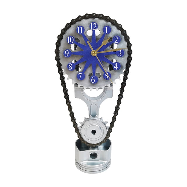 Reloj de engranajes giratorios de edición de metal, reloj de estante con cadena de sincronización creativa, reloj de cadena de sincronización con estatua vintage en 3D, dormitorios personalizados