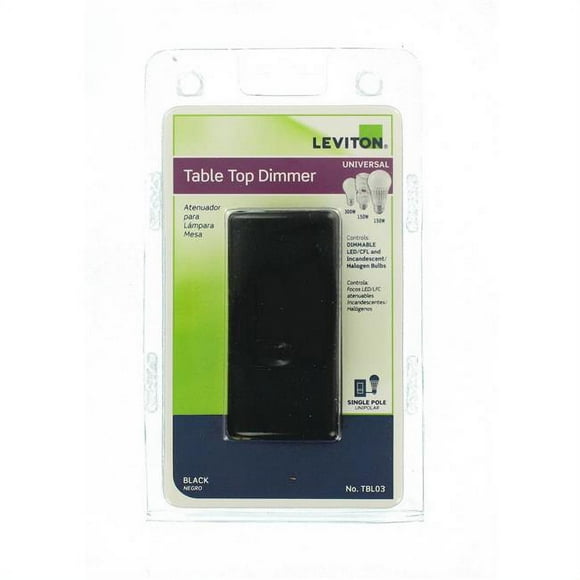Leviton R15-TBL03-10E 120 V Universal LED, CFL & Incandescent Tabletop Dimmer, Black