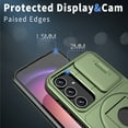 thumbnail image 5 of ELEHOLD for Samsung Galaxy A25 Case with Slide Lens Cover, Galaxy A25 5G Case Compatible with MagSafe, Rotating Ring Kickstand Heavy Duty Rugged Protective Phone Case for Samsung Galaxy A25,Olivegreen, 5 of 6