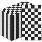 100 Pcs Disposable Paper Napkins Checkered Black and White Napkins Disposable Gingham Race Car Birthday Party Supplies for Dinner Picnic Barbecue Racing Themed Party Favors, 3 Ply