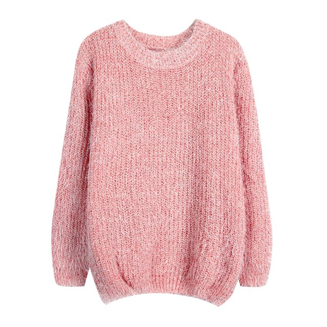 Gibobby Suéter casual mujer, suéter ligero de cuello redondo para mujer, de manga larga(A,M)