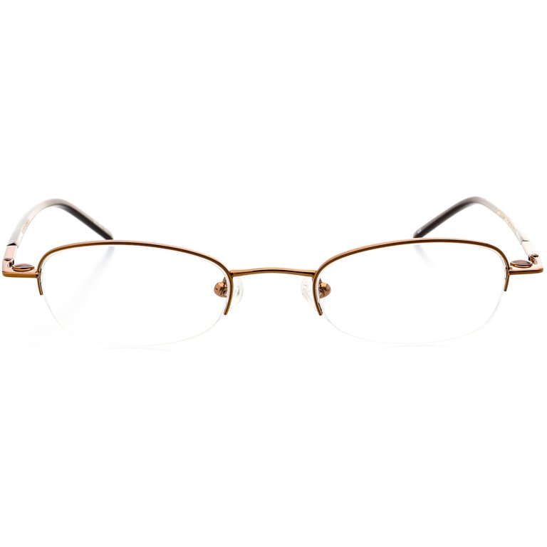 Optical Eyewear - Oval Shape, Metal Half Rim Frame - Prescription  Eyeglasses RX, Cocoa 