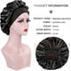 thumbnail image 4 of (Black+Wine Red) 2 Pieces Silk Hair Cap for Night, Satin Cap for Women, Soft Elastic Satin Cap, Silk Night Cap, 4 of 5