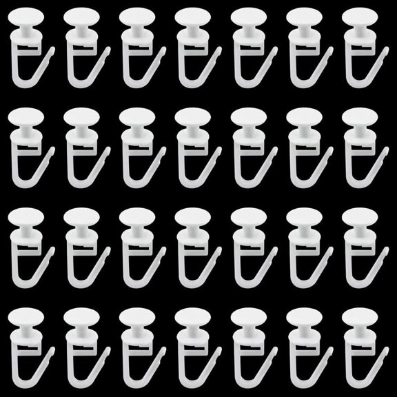 Pack of 100 Curtain Gliders - White Plastic Curtain Rail Track Glider Hooks