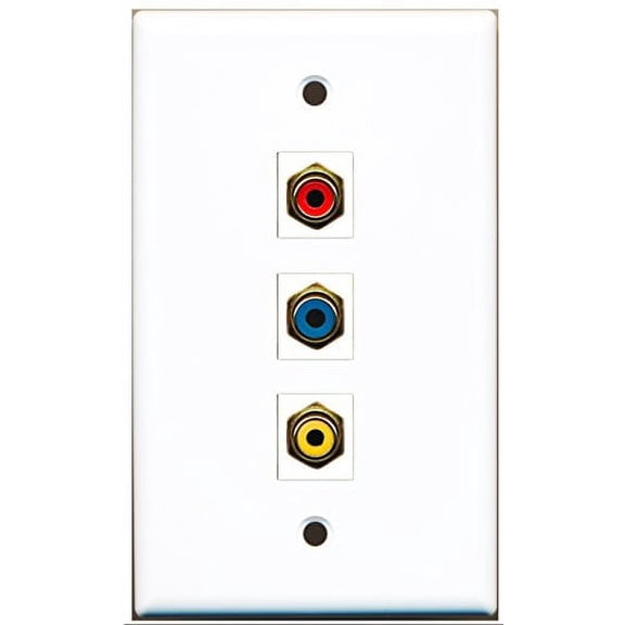 RiteAV - 1 Port RCA Red and 1 Port RCA Yellow and 1 Port RCA Blue Wall Plate