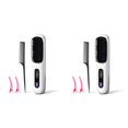 thumbnail image 1 of Plancha pelo portátil inalámbrica peine alisador encrespado pantalla LED temperatura carga USB calefacción cerámica anti-Escaldaduras (Blanco), 1 of 5