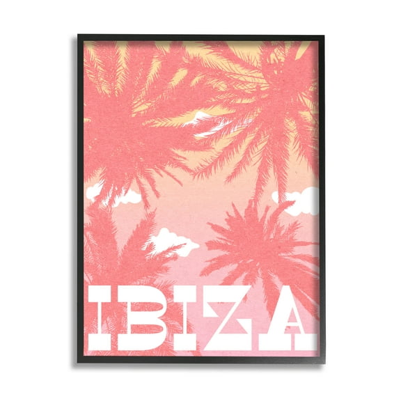 Stupell Industries Tropical Ibiza Palm Trees Graphic Art Black Framed Art Print Wall Art, Design by Daphne Polselli
