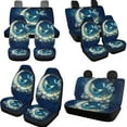 thumbnail image 3 of Uorisanigo Moon Butterfly 10 Pieces Auto Seat Cover with Car Steering Wheel Cover Cars Seat Belt Pad Cover and Water Cup Coaster Keychains Comfortable Elastic Auto Interior for Most Car SUV, 3 of 7