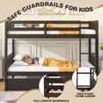 thumbnail image 5 of SESSLIFE Twin Over Twin Bunk Bed with Trundle, Convertible Wood Bunk Bed Frame with Ladder & Safety Guardrail, Separates into 2 Twin Beds, Space-Saving for Kids Bedroom, Guest Room, Espresso, 5 of 8