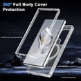 thumbnail image 4 of For Samsung Galaxy S25 Ultra Case with Magnetic Ring Stand, 2-in-1 Translucent Matte Shockproof Protective Cover, Wireless Charging Compatible, No Film Included, 4 of 6