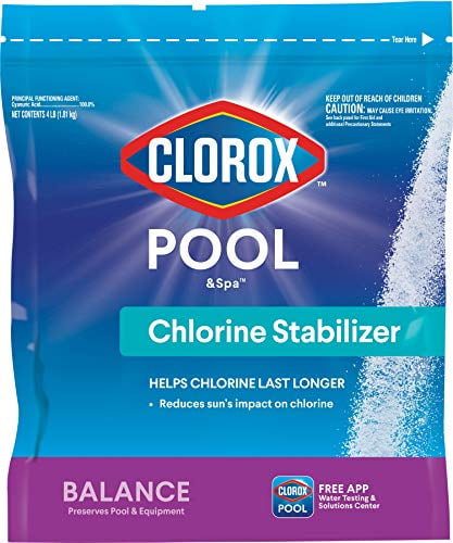 Clorox PoolandSpaTM Swimming Pool Chlorine Stabilizer Helps Chlorine Last Longer Saltwater Pool Compatible 4LB Pack of 1