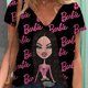 thumbnail image 3 of Camiseta de verano 2024 para mujer, camiseta de manga corta con cuello en V y estampado de princesa Barbie en 3D, camiseta de moda de talla grande para mujer, camiseta Y2k para mujer, 3 of 5