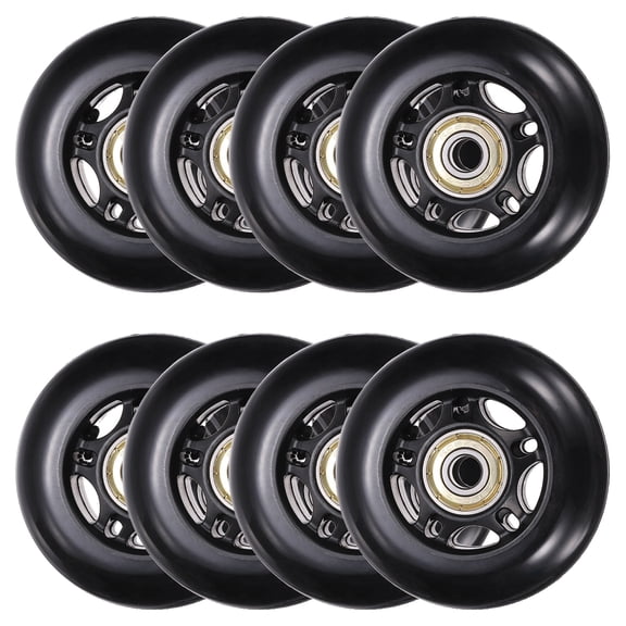 Uxcell Inline Skate Wheels with Bearings, Outdoor & Indoor Roller Skate Wheel Inline Skate Replacement ( 70mm, 8Pack, Black ) for Scooter