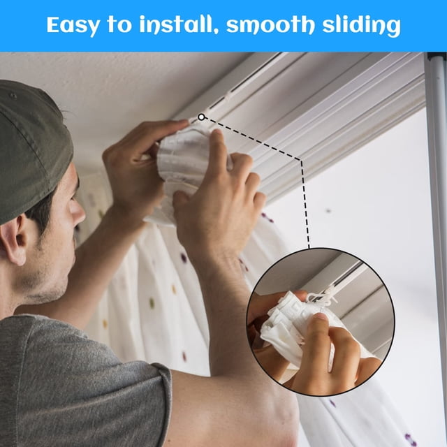 Becaristey 100pcs Strong And Sturdy Hooks Runner For Plastic Curtain Track Easy Sliding For Various 1Set