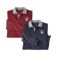 thumbnail image 1 of Atlas For Men - Polo de Manga Larga para Hombre - Pack de 2 (Burdeos, Azul Marino), 1 of 2