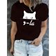 thumbnail image 1 of Camiseta de verano para mujer manga corta, cómoda, para vacaciones y oficina1pc WhimsyCat Women'S Casual Crew Neck T-Shirt, Polyester Knit Fabric with Animal Pattern, Medium Stretch Comfort Fit for, 1 of 6