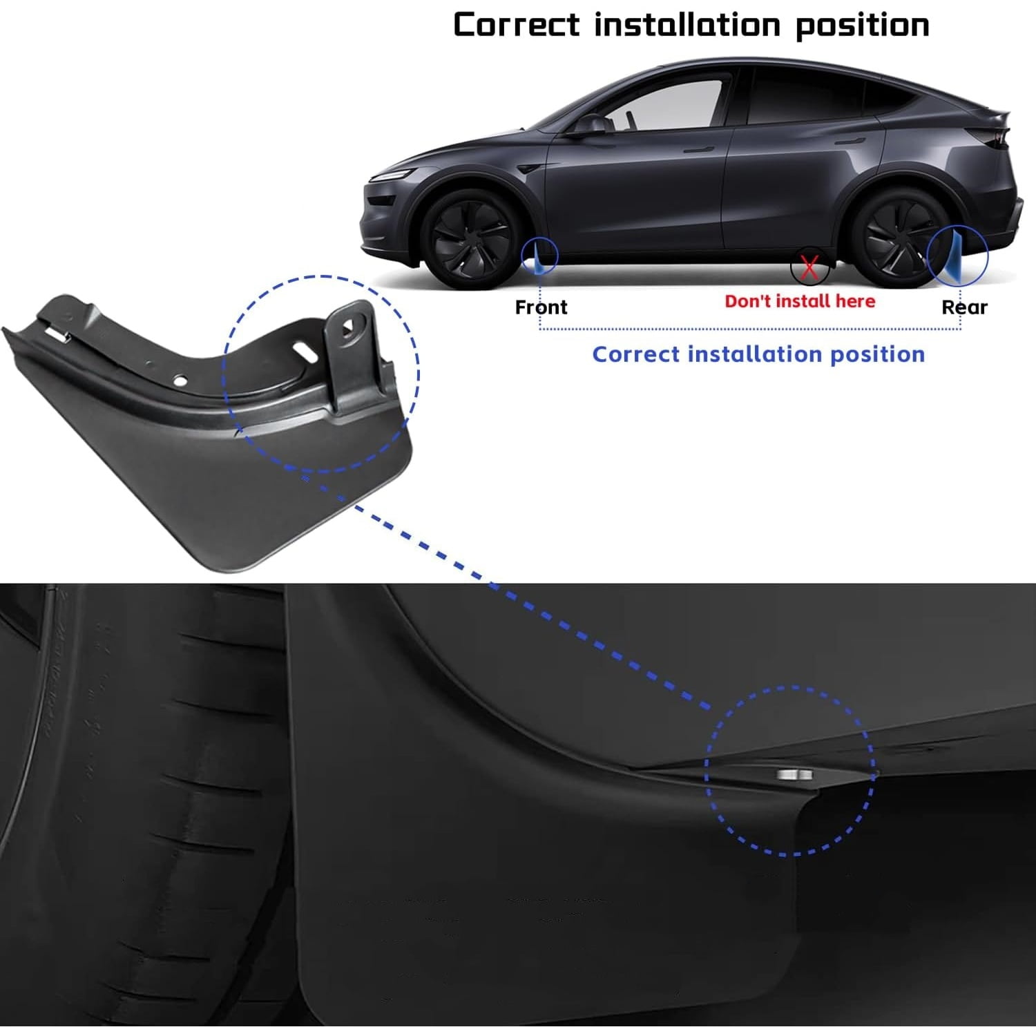 4Pcs New Version for Tesla Model Y Launch/Juniper Mud Flaps Accessories 2025 2026,Flexible Mudflaps Splash Guards All Weather Protector Fenders