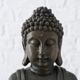 thumbnail image 6 of Seated Buddha with Lotus Bowl, For Gardens and Indoor Areas, Rustic Brown , Faux Stone Finish, Hand Cast Polyresin, 11.75 Inches Tall, 6 of 6