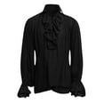 thumbnail image 2 of Men'S Dress Shirts Fashion Retro Pirate Shirt Ruffle Solid Color Long Sleeve Lapel Gothic Blouse, 2 of 4