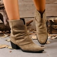 thumbnail image 2 of Women's Ankle Boots Suede Pointed Toe Heel Boots Puffy Design for Modern Style, 2 of 9