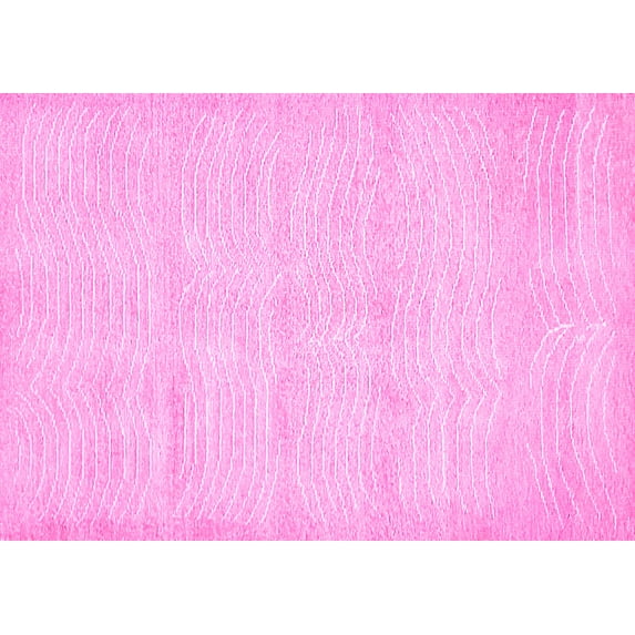 Ahgly Company Indoor Rectangle Solid Pink Modern Area Rugs, 7' x 10'