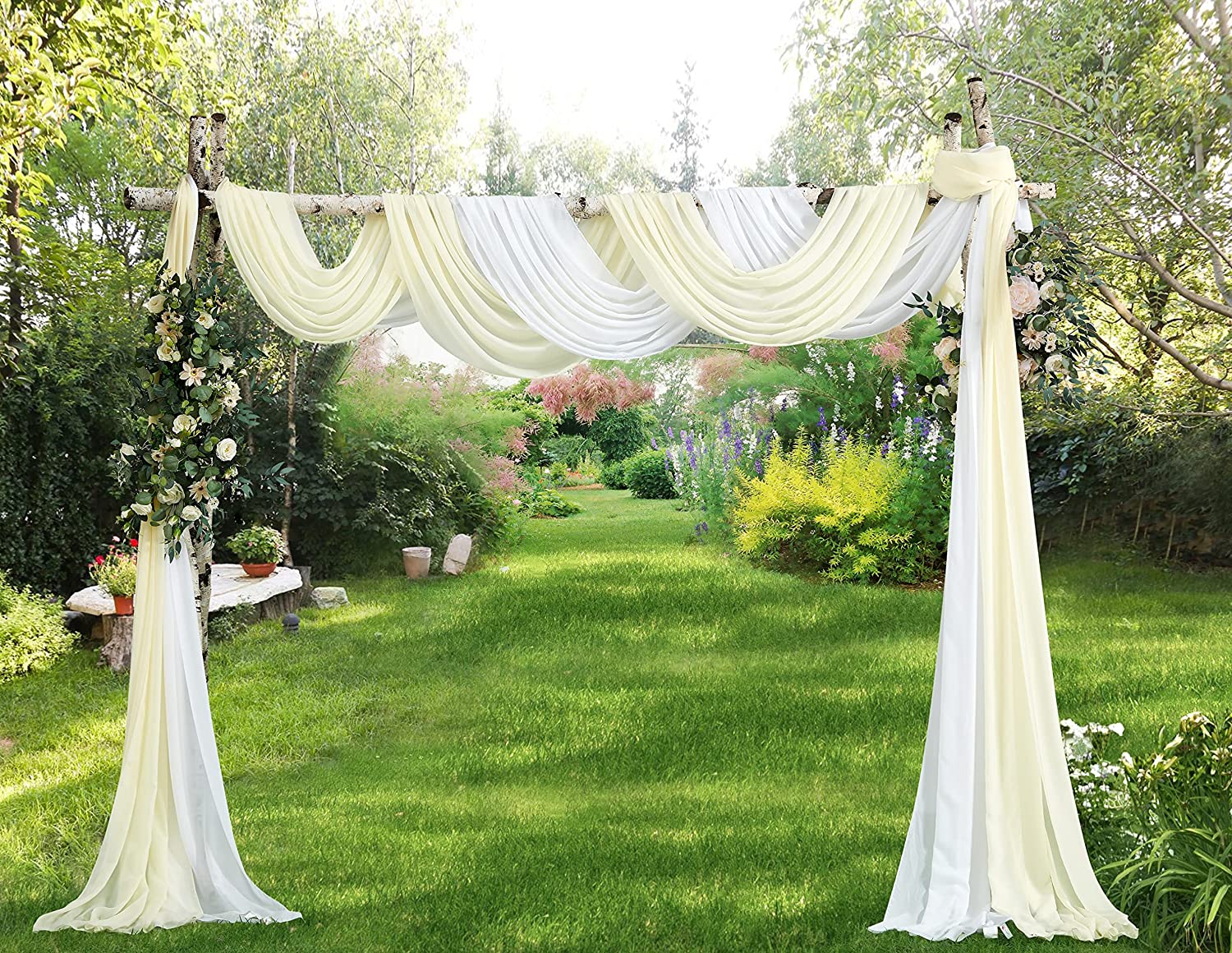 WARM HOME DESIGNS 4 Yards Ivory Chiffon Fabric for Kitchen or Wedding Arch Decorations. CF 144 IVORY