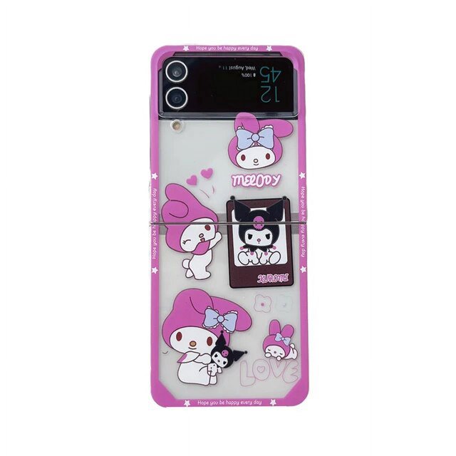 2024 For Samsung Galaxy Z Flip 5 4 5G 3 Z Fold 5 4 5G 3 Sanrio Hello Kitty Protection Full Cover Hard PC Shockproof Transparent Case LXY