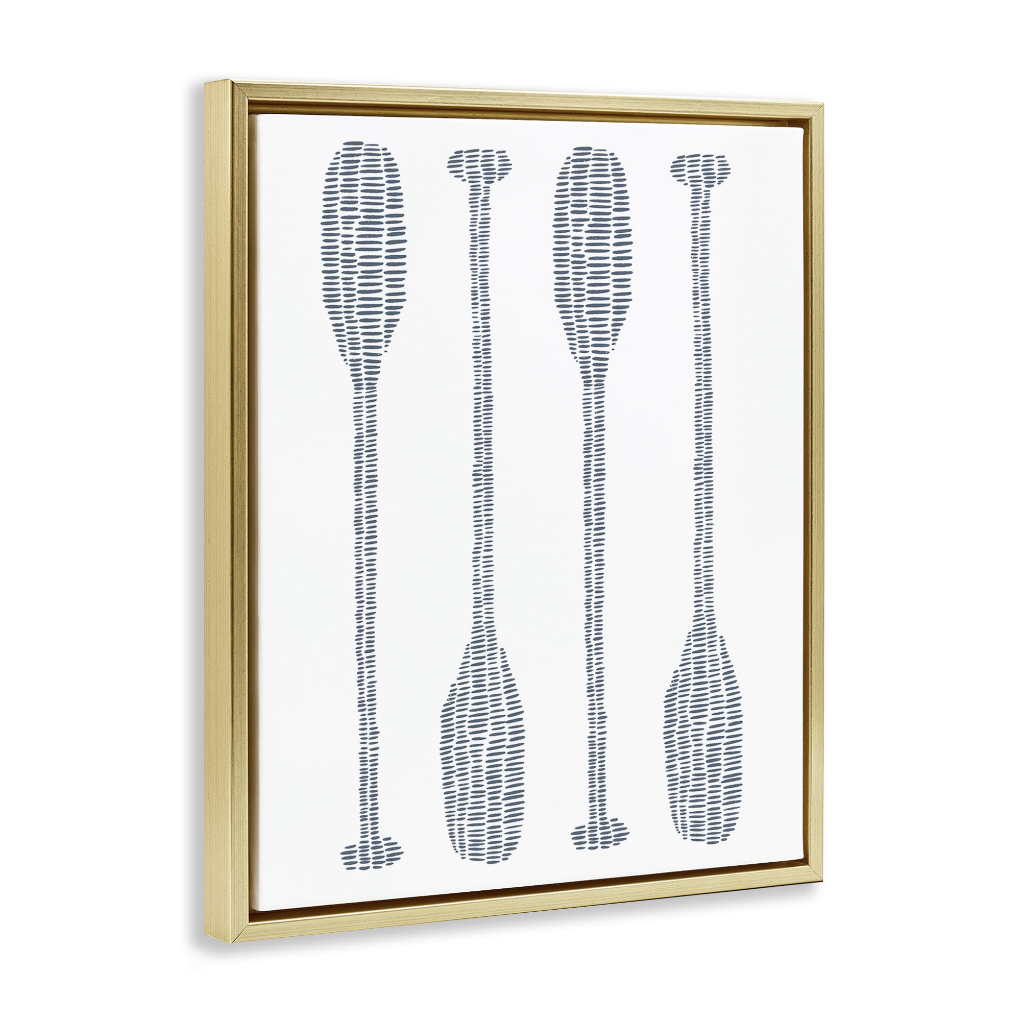 Stupell Industries Minimal Boat Oars Coastal Painting Gold Floater Framed Canvas Art Print Wall Art, 25 x 31
