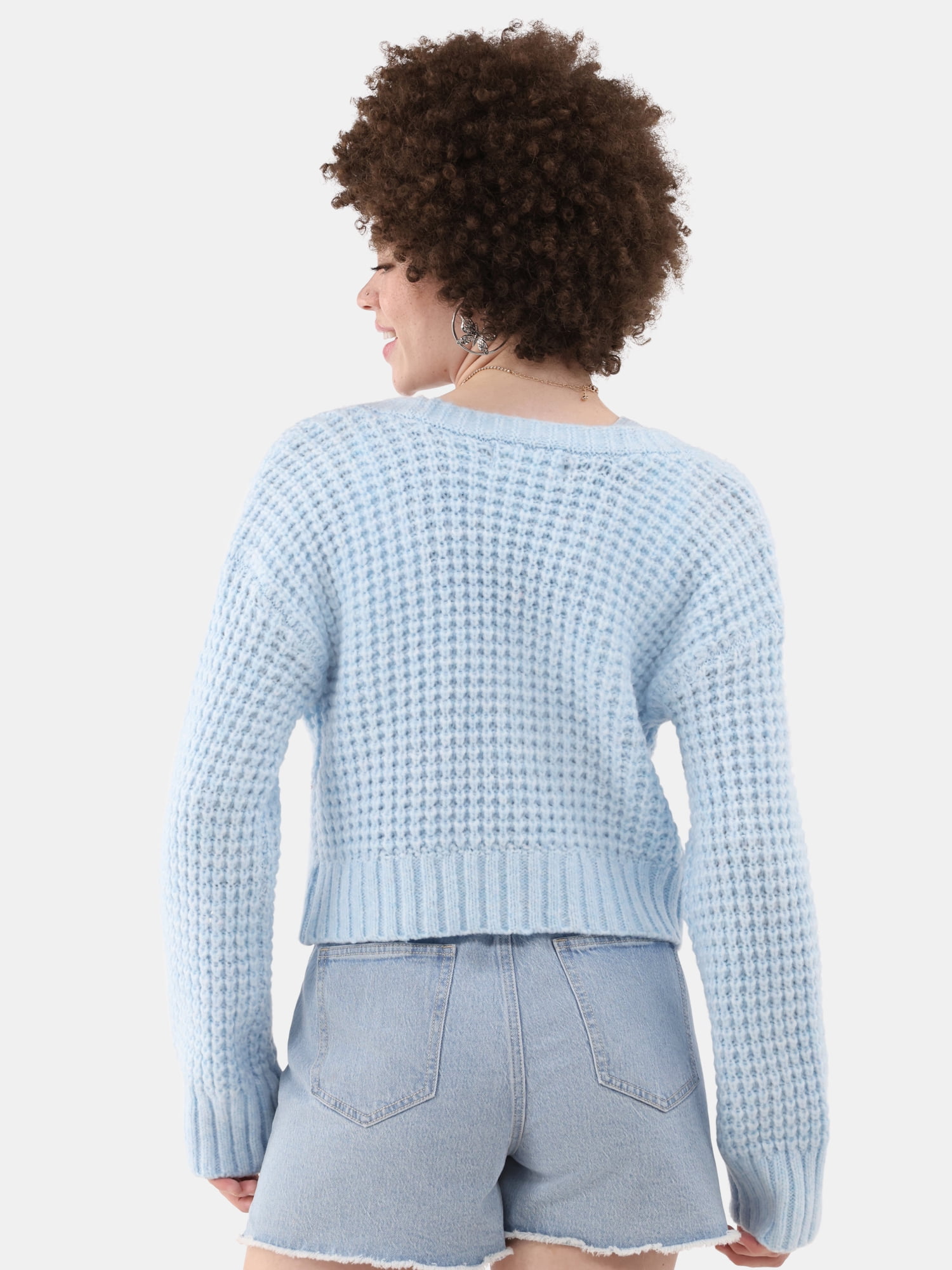 No Boundaries Chunky Knit Cardigan Sweater, Women’s
