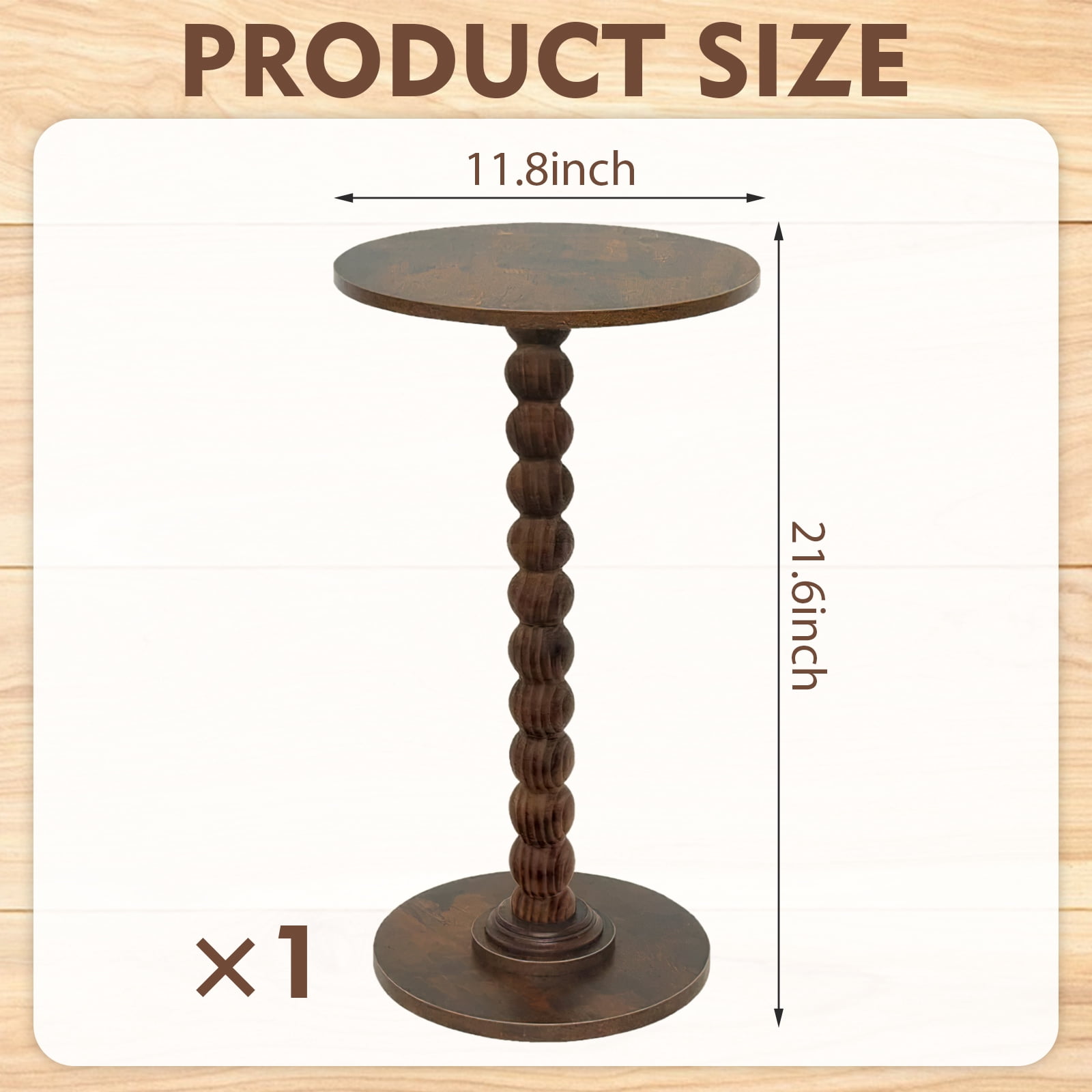GIRACOA Round Wooden End Table, Small Side Table with Solid Wood Leg, Bedside Table Night Stand for Living Room, Bedroom, Entryway