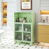45.28" H Storage Cabinet, Bathroom Floor Cabinet with Glass Door and ...