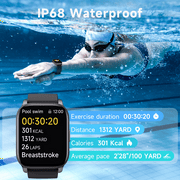 TOOBUR Smart Watch, Answer/Make Calls, 2.01HD Touchscreen IP68 Waterproof, Fitness Smartwatch for Women Men Compatible Android iPhone, Black