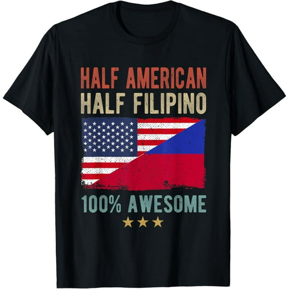 USA Philippines Flag Half American Half Filipino T-Shirt mens t shirt，black，women，funny，misfits，men，journey