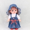 thumbnail image 3 of Tops de vestir y gorro de mezclilla de Loungewear para de muñecas Mellchan de 25 cm Baoblaze Doll Denim Suspender conjunto de falda, 3 of 7