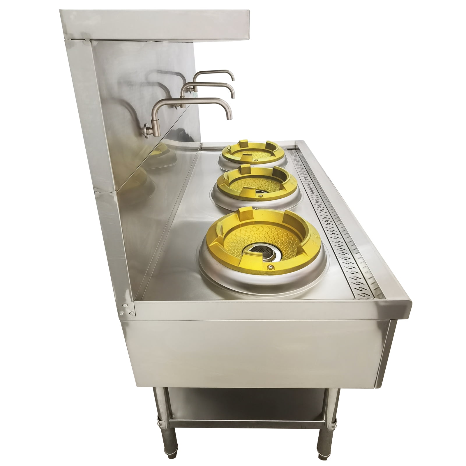 13" LPG and Natural Gas Chamber Triple Burner Open Style Commercial Gas Wok Three-head Gas Stove