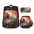 thumbnail image 1 of Honeii Abstract Red Koi Fish Art Print School Backpack Bookbag Set-with Lunch Bag & Pencil Case Elementary School Bag Primary School Backpack With Lunch Bag, 1 of 7
