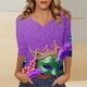 thumbnail image 2 of TaTaai Women's Fashion Christmas Printed Loose Casual V Neck With Three Quarter Sleeves And 3/4 Sleeves T-shirt Pullover Top Gift, 2 of 5