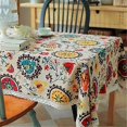thumbnail image 1 of Vintage Lace Sunflower Tablecloth, Linen Embroidered Rectangular Washable Dinner Picnic 90*90cm, 1 of 4
