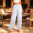 thumbnail image 5 of PInxai Yoga Pants for Women Elastic Waisted Baggy Pants Loose Comfy Casual Athletic Solid Color Pants Summer,White,XL, 5 of 7