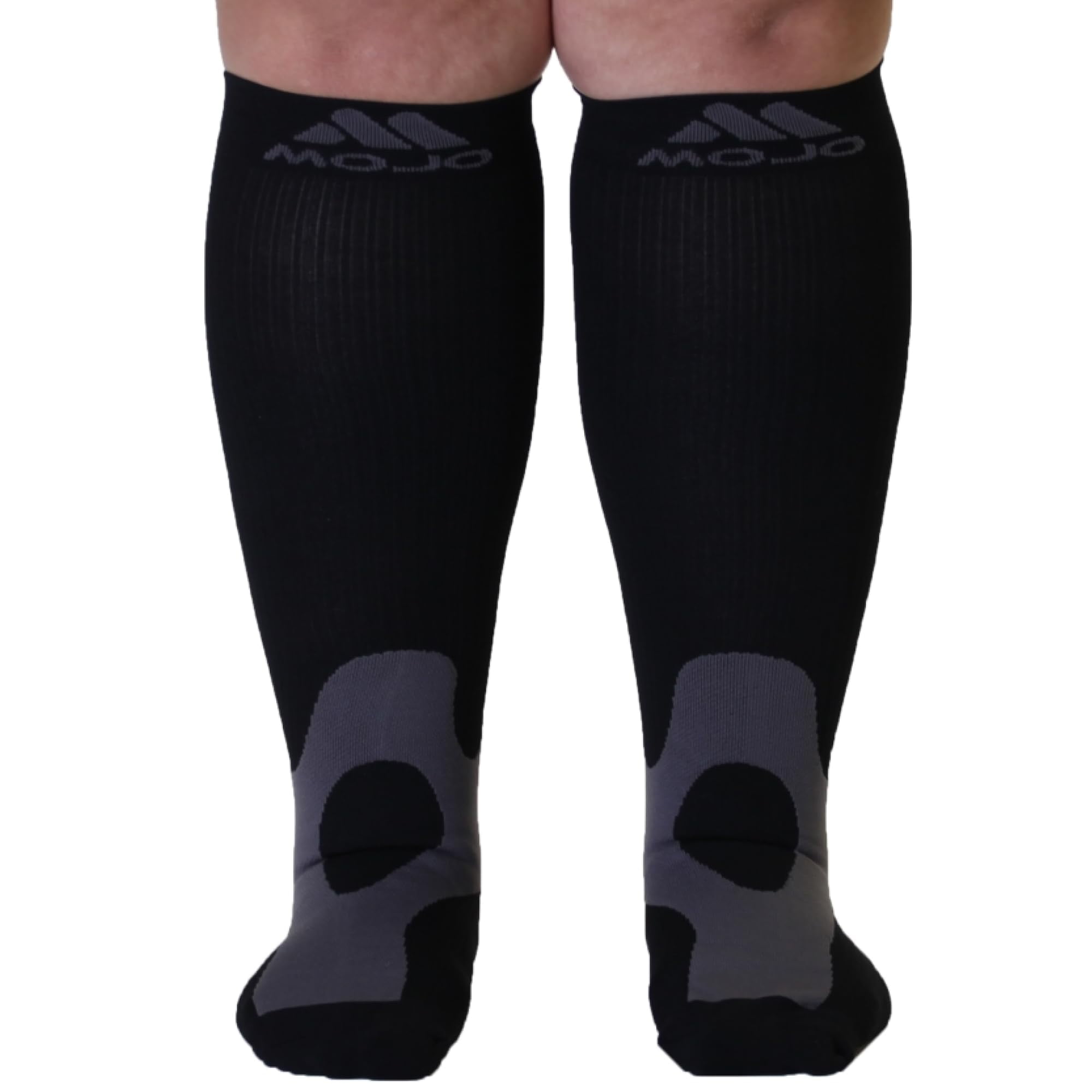 3XL Plus Size Unisex Opaque Compression Knee High 20-30mmHg - Black, 3X-Large