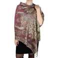 thumbnail image 1 of Floral Peacock Reversible Shimmer Layered Pashmina Wrap Shawl Scarf, 1 of 10