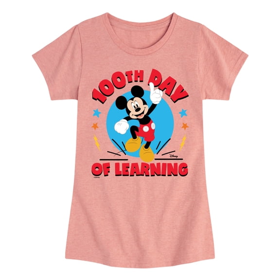 Disney - 100Th Day Of Learning - Girls Toddler And Toddler And Youth Fitted Short Sleeve Graphic T-Shirt