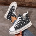 thumbnail image 4 of Xucatan Women's High Top Platform Sneakers Canvas Sneakers Denim Rhinestone Fashion Walking Casual Lace Up Fashion Shoes Casual Platform Ankle Boots Gift, 4 of 8