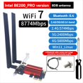 thumbnail image 2 of Kit de Tarjeta Adaptadora WiFi 7 BE200 PCI-e, Tribanda, 2,4 G/5 G/6 GHz, 8874 Mbps, BT5.4, para Escritorio, Compatible con 11/10., 2 of 5