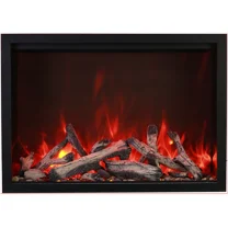 Smart 33” Fireplace – includes a steel trim, glass inlay, 10 piece log set with remote and cord