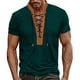 thumbnail image 2 of pstuiky camisetas para hombre, Camiseta de manga corta con cuello alto, cordón en el pecho y colores lisos para hombre camisas casuales para hombre xl, 2 of 8