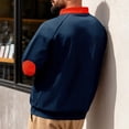 thumbnail image 4 of Men's 1/4 Zip Sweatshirts Colorblock Long Sleeve Stand Collar Pullover Tops Fall Winter Casual Fashion Sweaters (S, Navy), 4 of 6