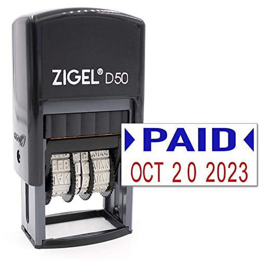ZIGEL Heavy Duty Style Self Inking Date Stamp With Approved - Style B - Blue/Red 2 Color Ink