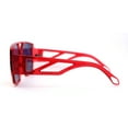thumbnail image 3 of Thin Plastic Geometric Squared Racer Sunglasses Red Red Mirror, 3 of 4