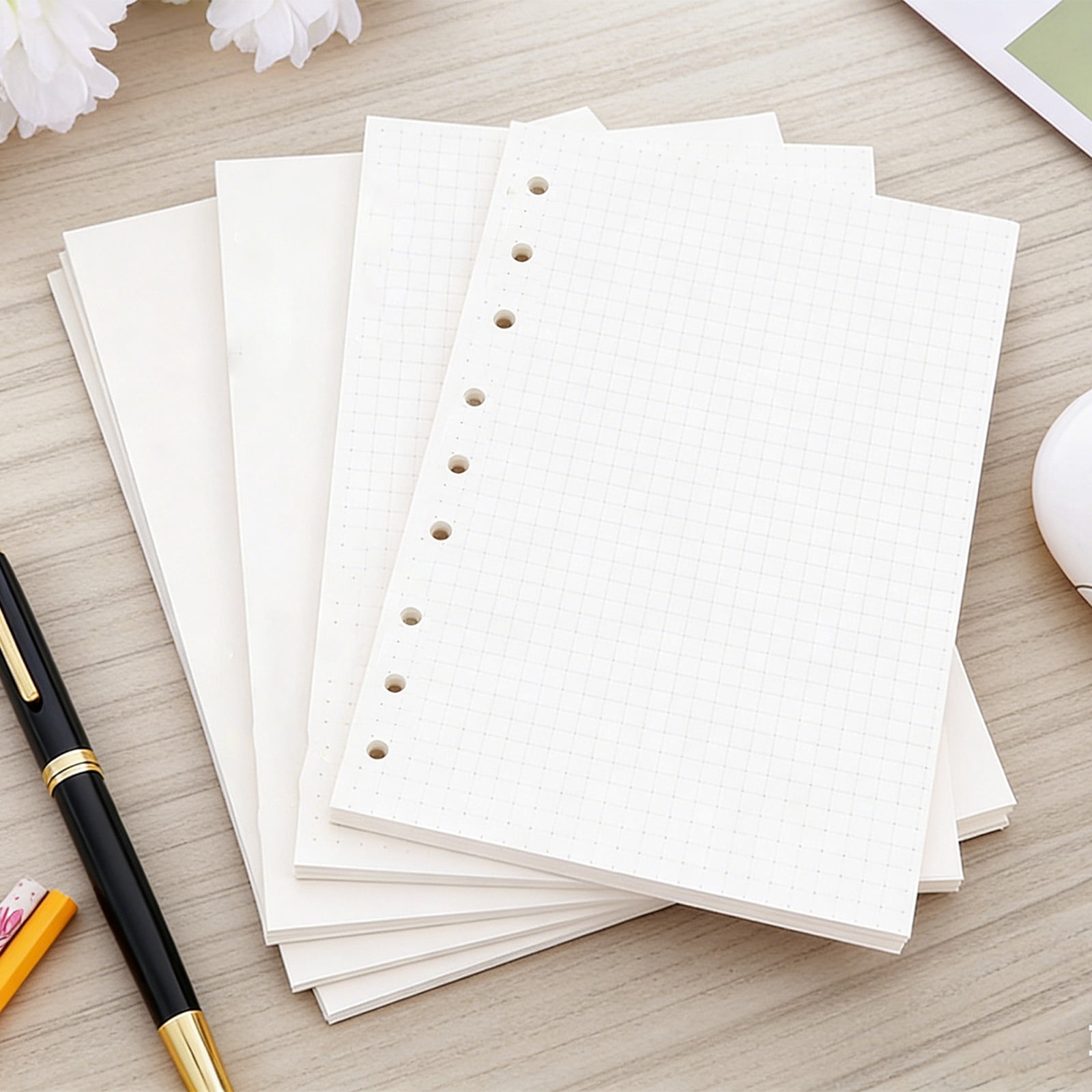 UJMNHYGT Loose Leaf Paper 45 Sheets Wide Ruled 7.09x10.24 Inch, Bulk Office Filler Sheets 9 Hole Punched, Wide Ruled Notebook Paper for 9 Ring Binder